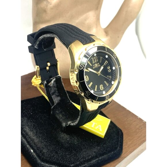 Invicta Women's Watch 17486 Angel Quartz Gold Black Rubber Band 38mm - Picture 15 of 15